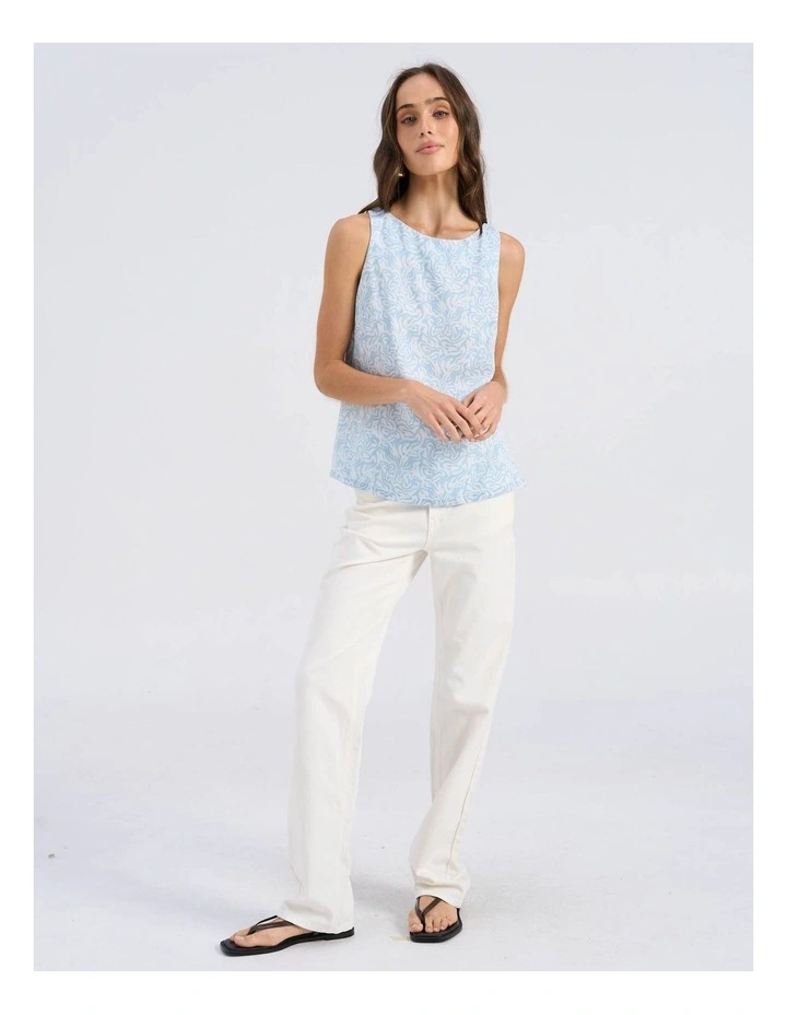 Fleur Printed Top in Light Blue image 3