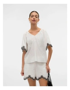 Diana Embroidered Top in White