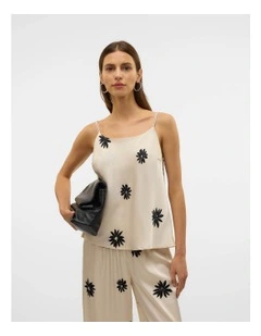 Roe Floral Strap Top in Cream