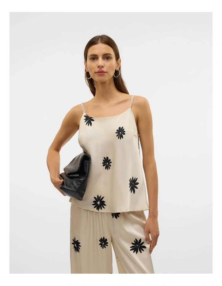 Roe Floral Strap Top in Cream image 1