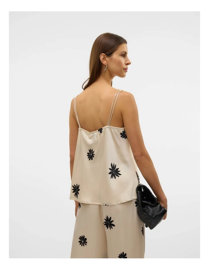 Roe Floral Strap Top in Cream image 2