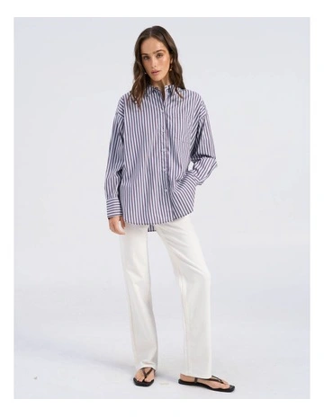 Parina Loose Stripe Shirt in Purple