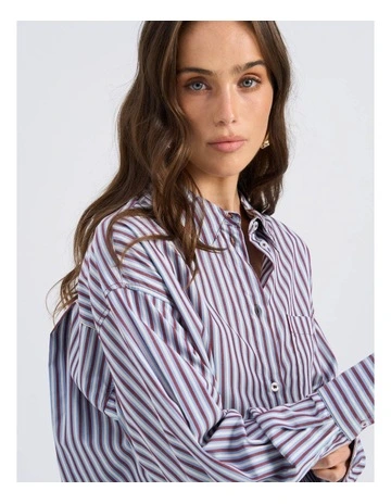 Parina Loose Stripe Shirt in Purple
