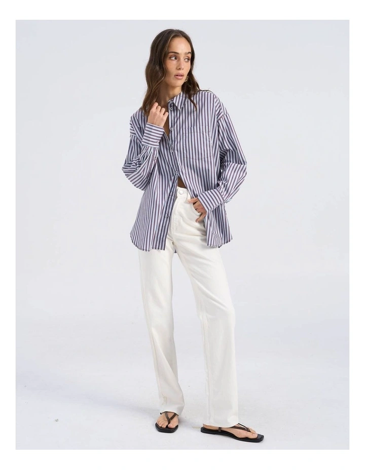 Parina Loose Stripe Shirt in Purple image 3