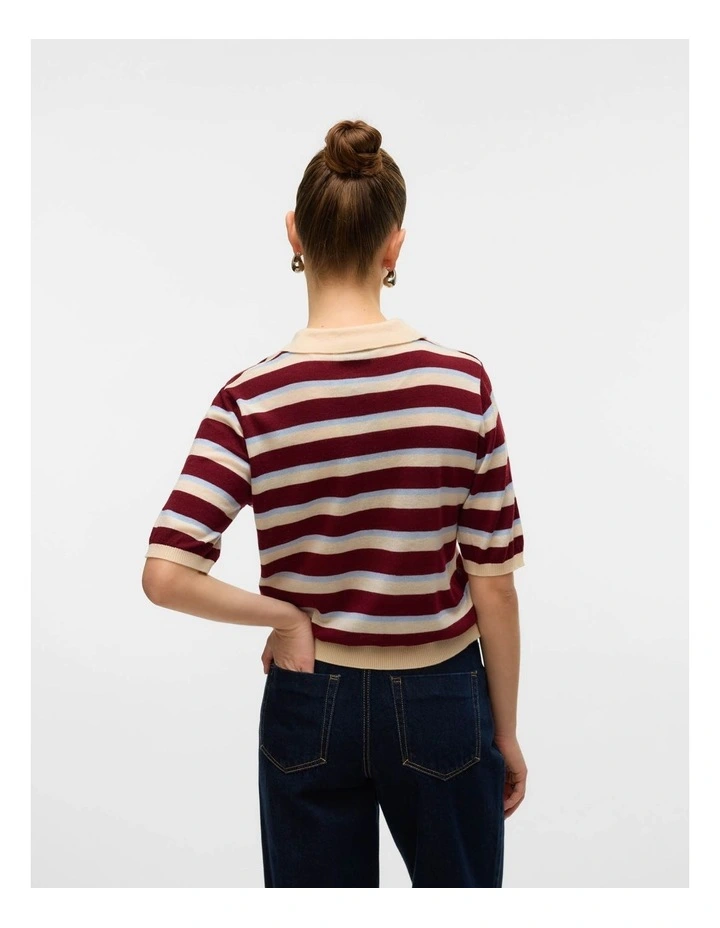 Sikita Collared Stripe Polo Knit in Cream image 3