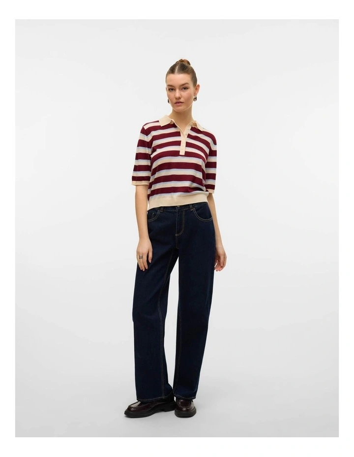 Sikita Collared Stripe Polo Knit in Cream image 4
