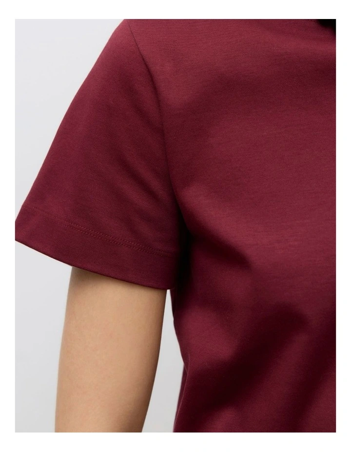 Naima Cotton T-shirt in Burgundy image 2