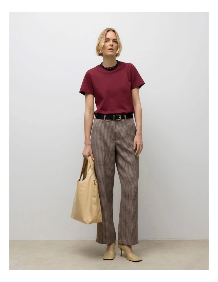Naima Cotton T-shirt in Burgundy image 3