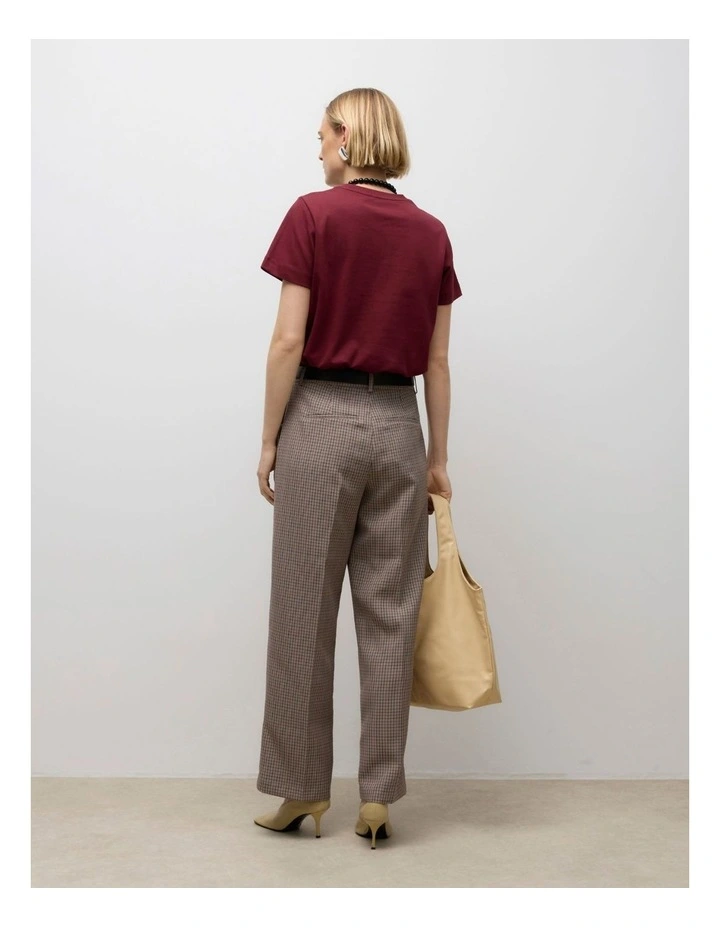 Naima Cotton T-shirt in Burgundy image 4