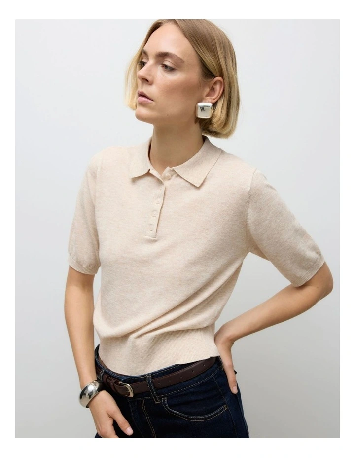 Sikita Collared Polo Knit in Cream image 3