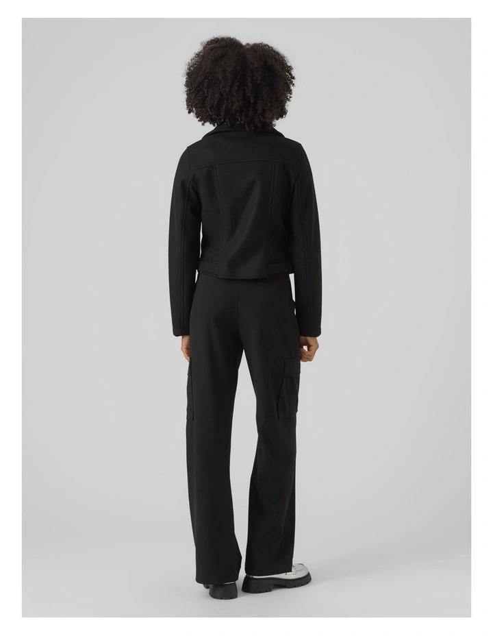 Pop Crop Biker Jacket in Black image 3
