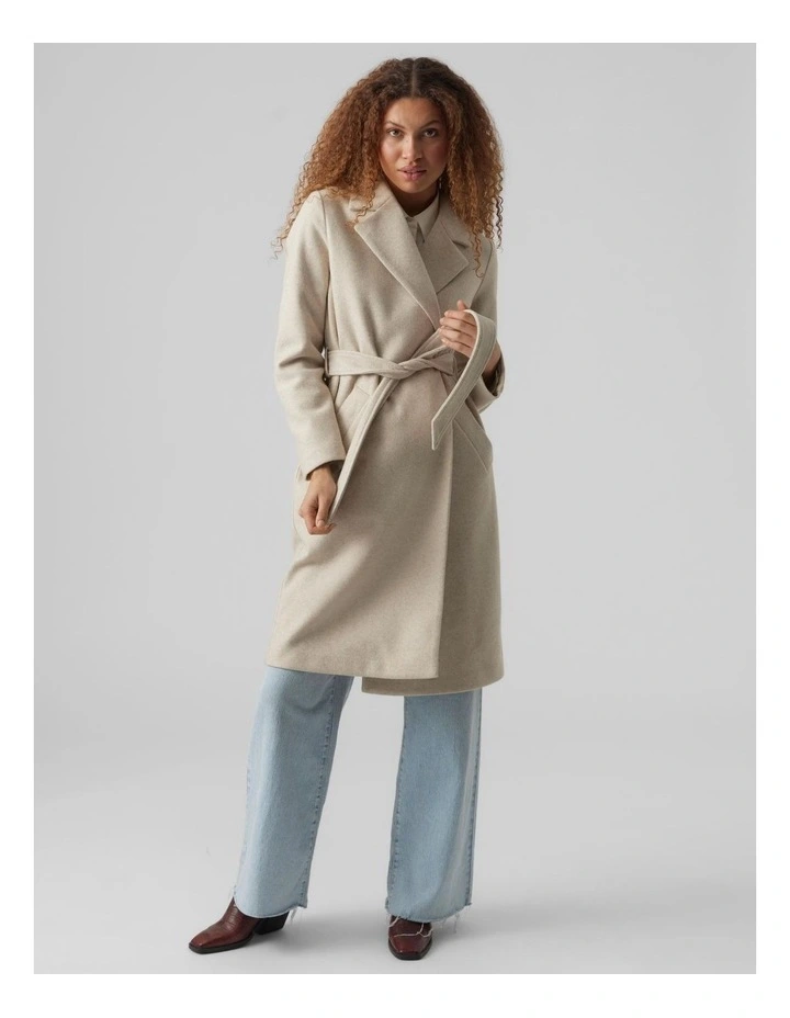 Fortuneaya Long Coat in Oatmeal Melange image 1