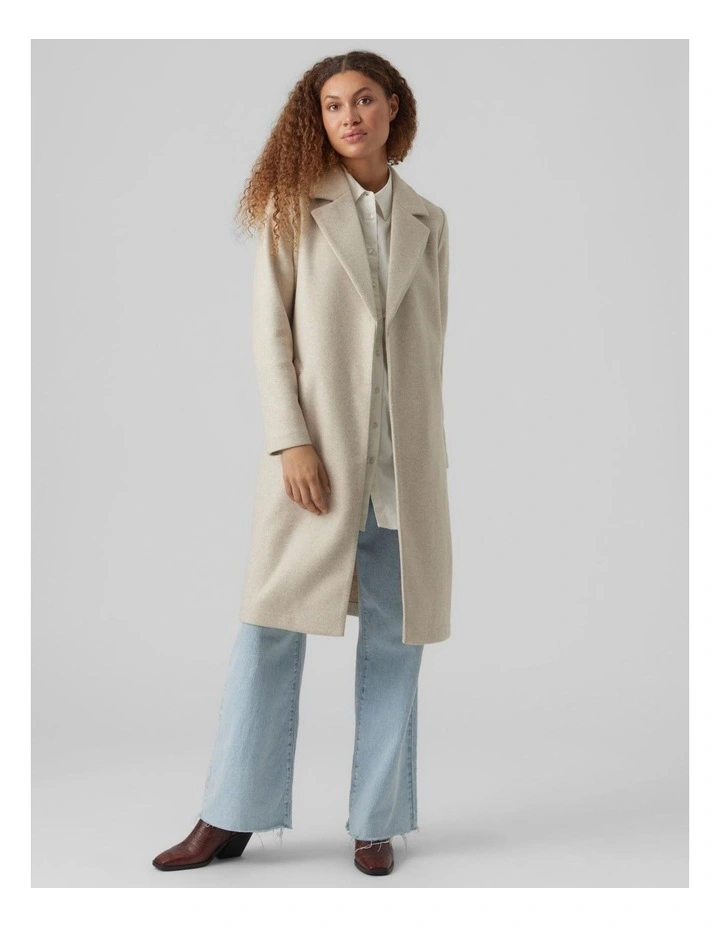 Fortuneaya Long Coat in Oatmeal Melange image 3