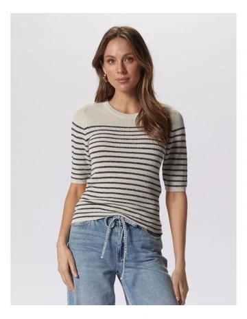 Newlexsun Shine Striped Top in Beige