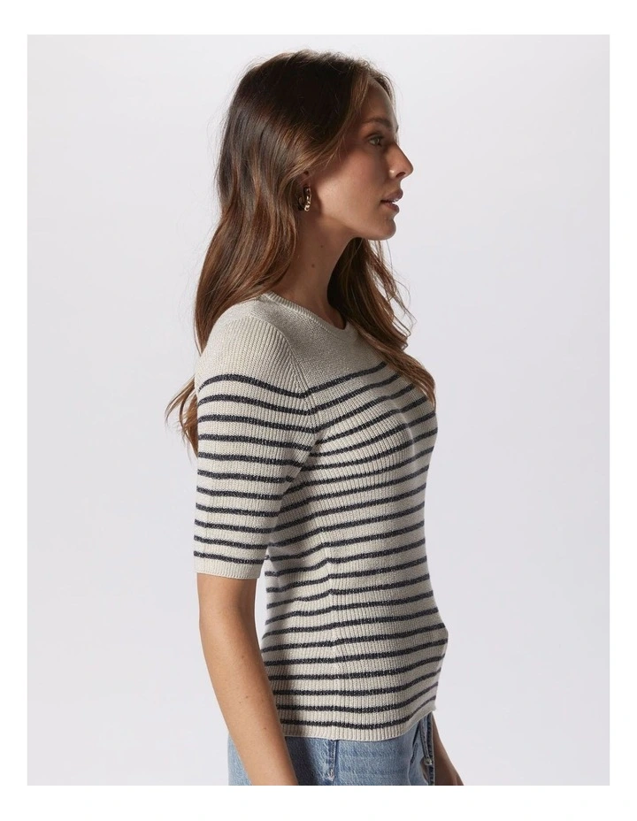 Newlexsun Shine Striped Top in Beige image 3