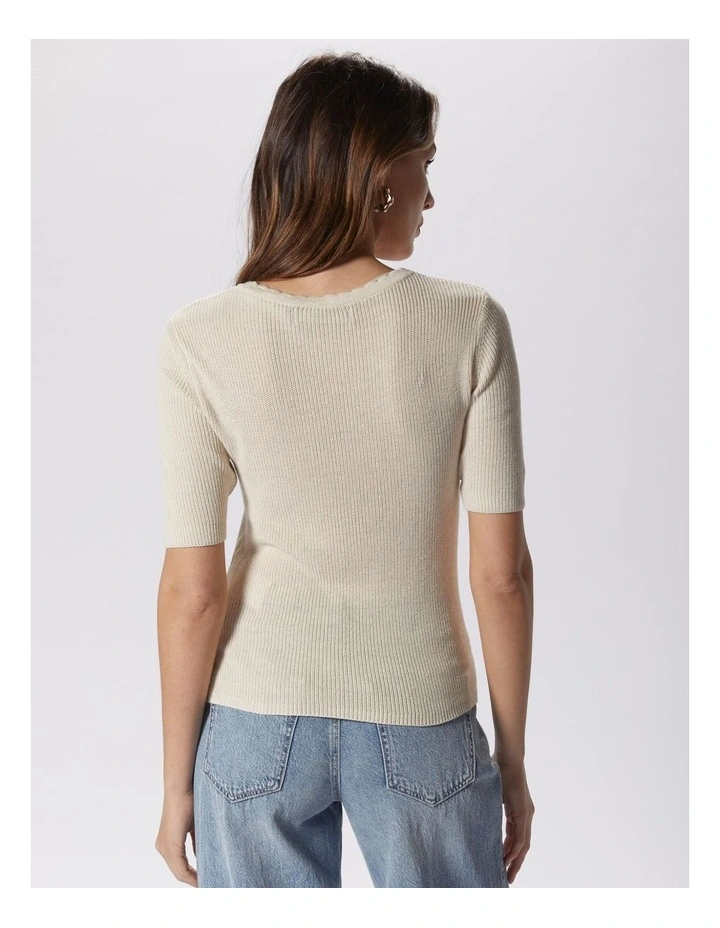 Newlexsun Scalloped Top in Beige image 4