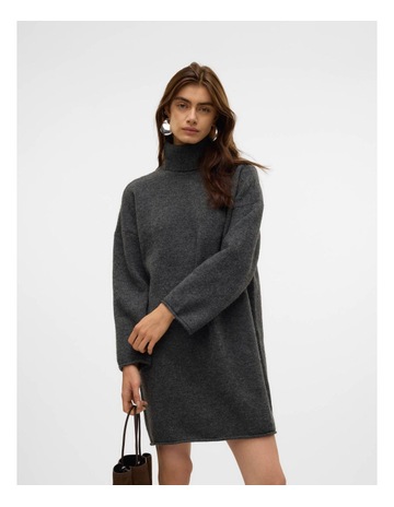 Gemma Rollneck Knitted Dress in Grey
