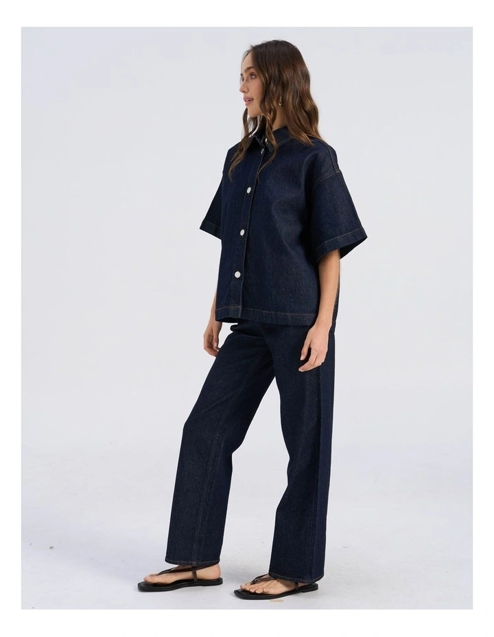 Tessa Loose Dark Denim Shirt in Blue image 5