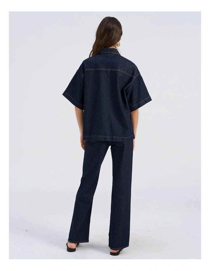 Tessa Loose Dark Denim Shirt in Blue image 6