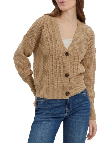 V-Neck Cuff Cardigan Nomad Brown 