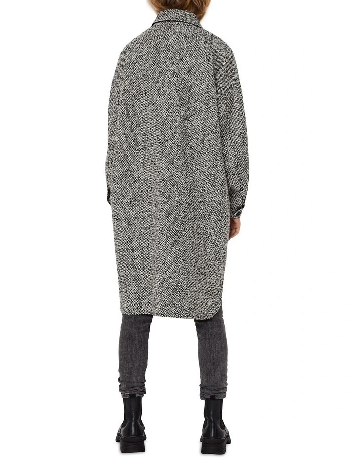 Rosie Long Shirt Coat in Black White Melange image 2