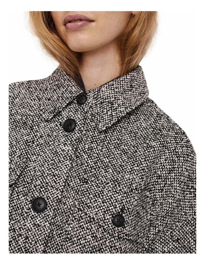 Rosie Long Shirt Coat in Black White Melange image 3
