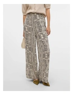 Menny High Waisted Printed Wide Pants in Oatmeal