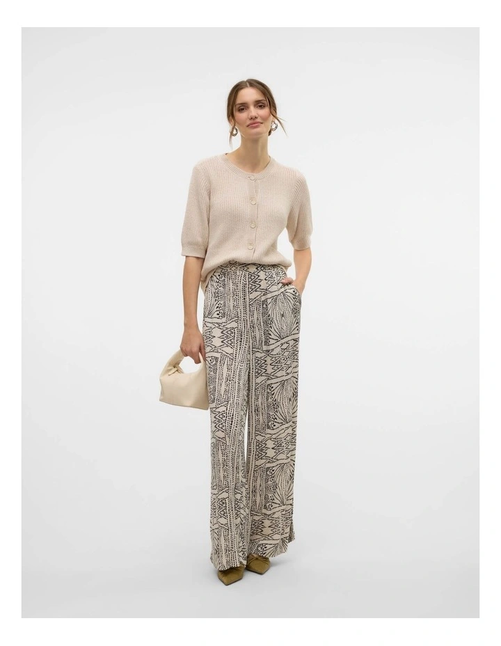 Menny High Waisted Printed Wide Pants in Oatmeal image 3