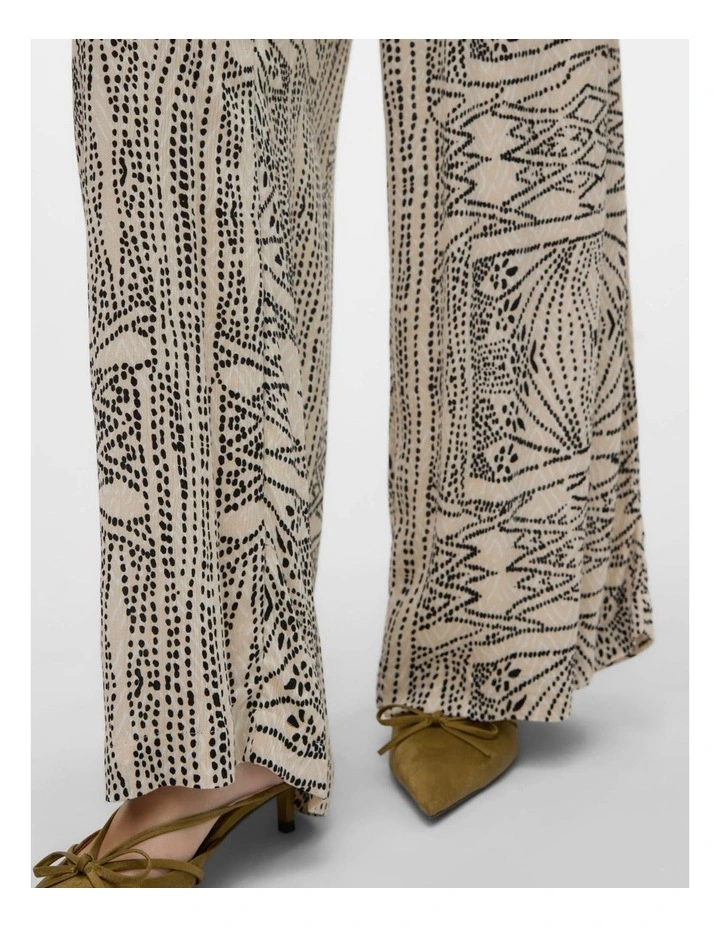 Menny High Waisted Printed Wide Pants in Oatmeal image 4