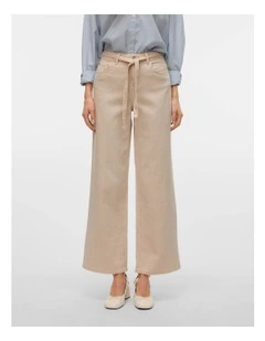 Karlie Mid Rise Wide Leg Jeans in Cream