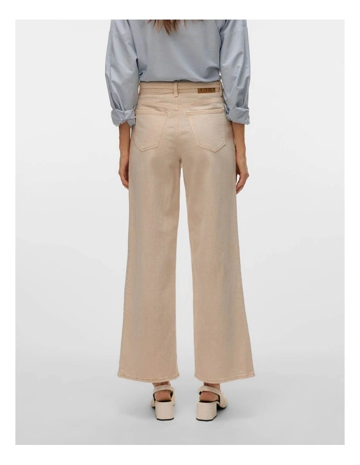 Karlie Mid Rise Wide Leg Jeans in Cream image 4