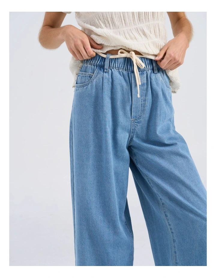 Valeria Wide String Jeans in Light Blue Denim image 2