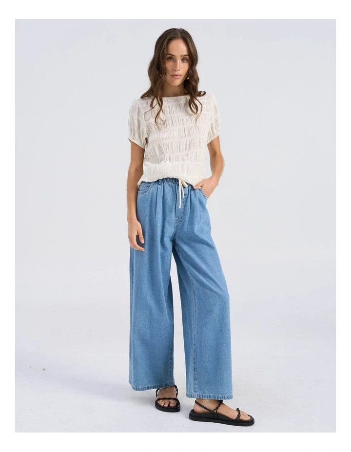 Valeria Wide String Jeans in Light Blue Denim image 3
