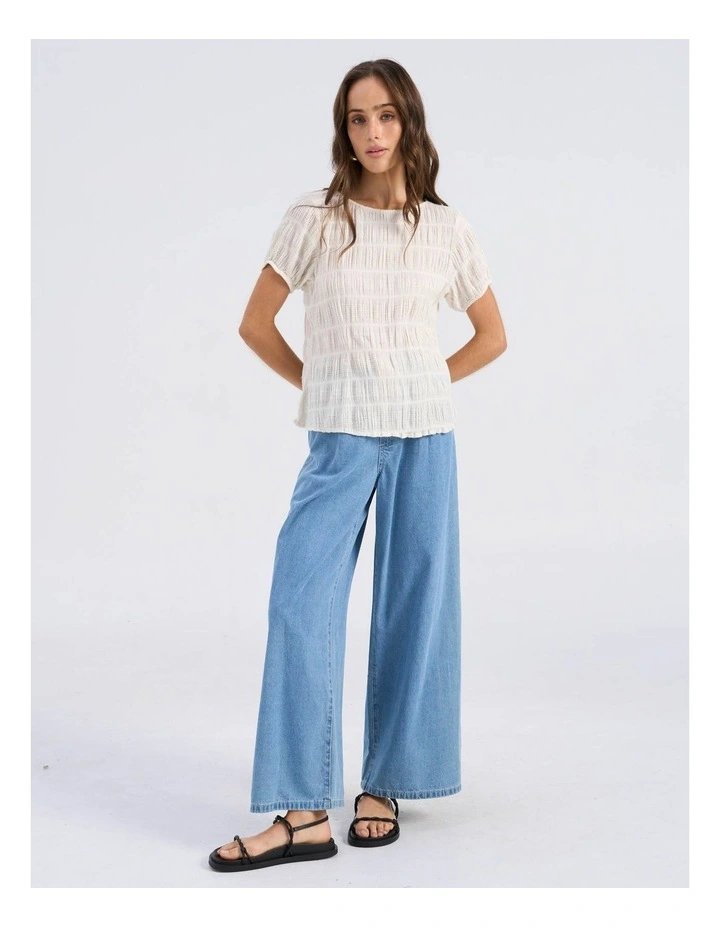 Valeria Wide String Jeans in Light Blue Denim image 4
