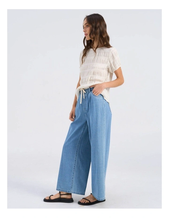 Valeria Wide String Jeans in Light Blue Denim image 5
