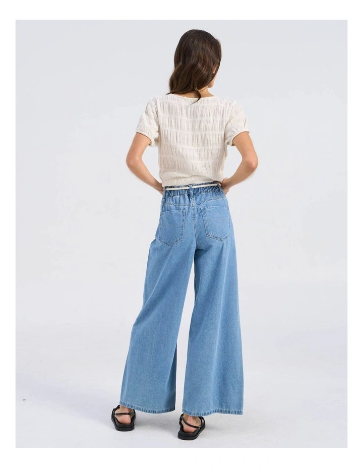 Valeria Wide String Jeans in Light Blue Denim image 6