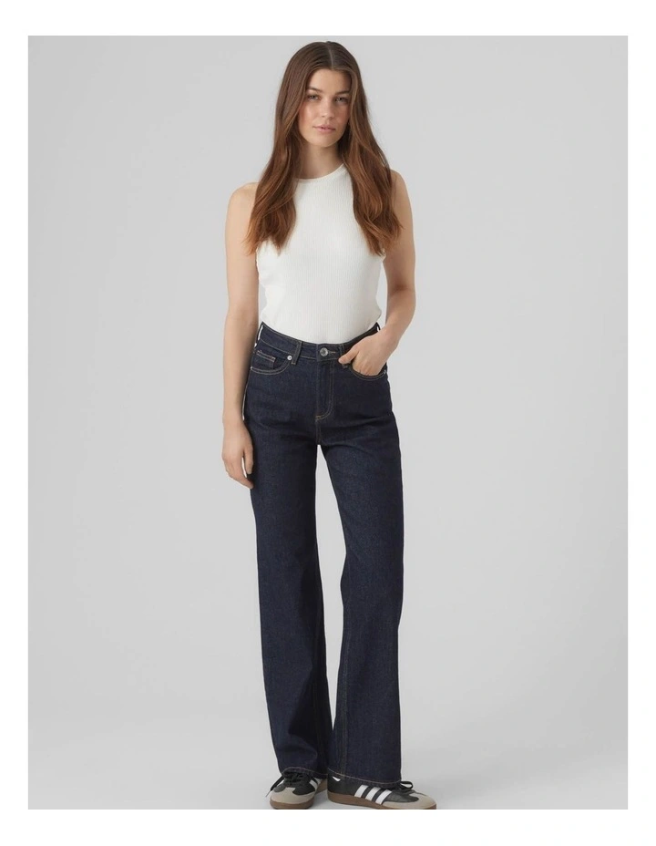 Tessa High Waisted Wide Jeans in Blue image 4