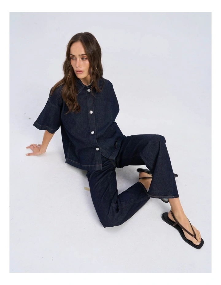 Tessa High Waisted Wide Jeans in Blue image 5