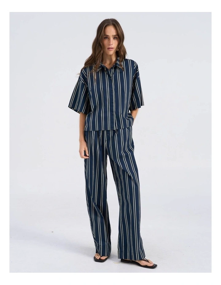 Susi High Waisted Stripe Loose Pant in Navy image 3