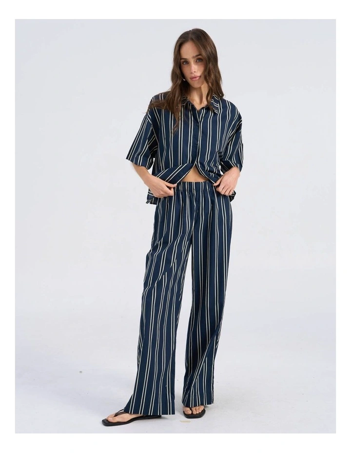 Susi High Waisted Stripe Loose Pant in Navy image 4