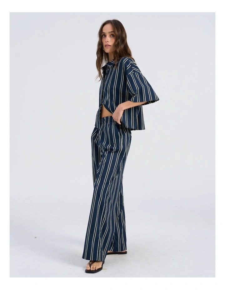 Susi High Waisted Stripe Loose Pant in Navy image 5