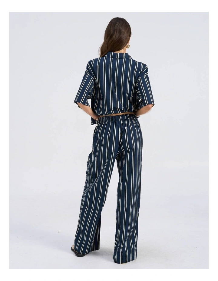 Susi High Waisted Stripe Loose Pant in Navy image 6