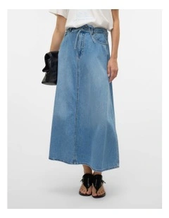 Hilla Denim Midi Skirt in Blue