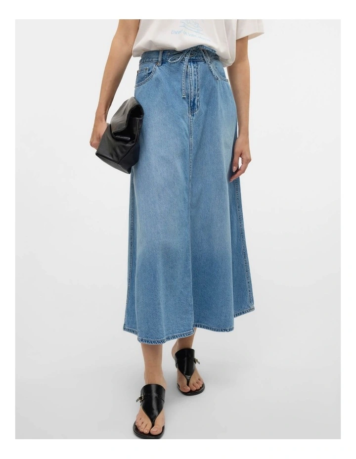 Hilla Denim Midi Skirt in Blue image 3