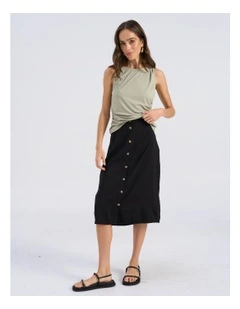 Rosie High Waisted Midi Skirt in Black