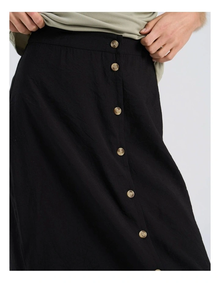 Rosie High Waisted Midi Skirt in Black image 2