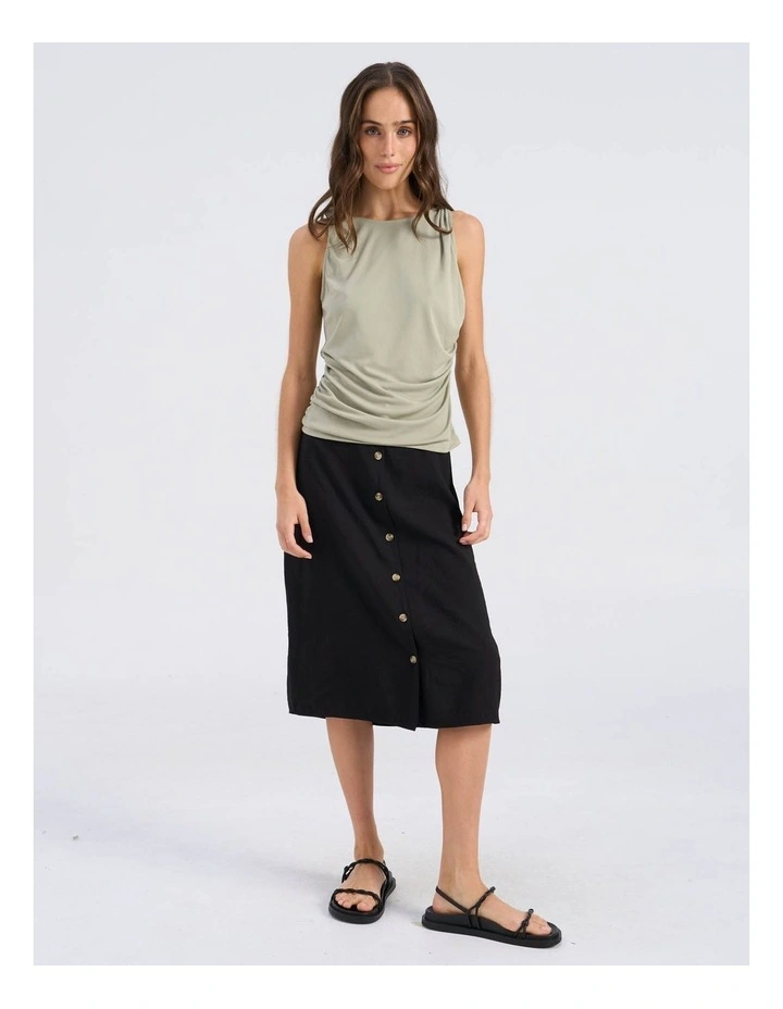 Rosie High Waisted Midi Skirt in Black image 3