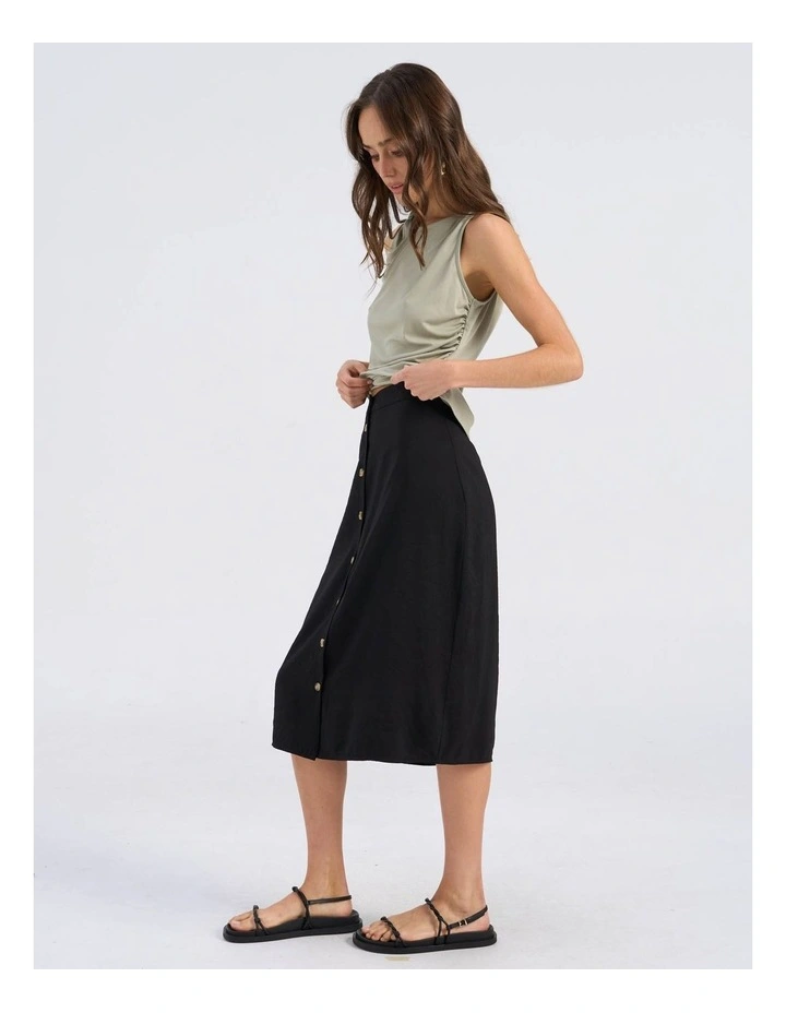 Rosie High Waisted Midi Skirt in Black image 4