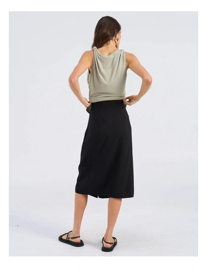 Rosie High Waisted Midi Skirt in Black image 5