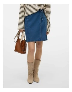 Julita Wrap Denim Skirt in Mid Blue Denim